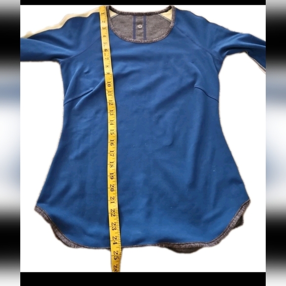 Lululemon Womens Runder Under Long Sleeve Warm Limitless Blue / Heathered Coal M - Picture 13 of 13